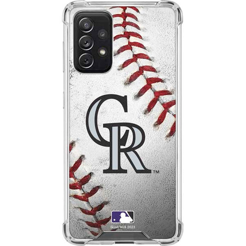 MLB Colorado Rockies Game Ball Galaxy A72 5G Clear Case